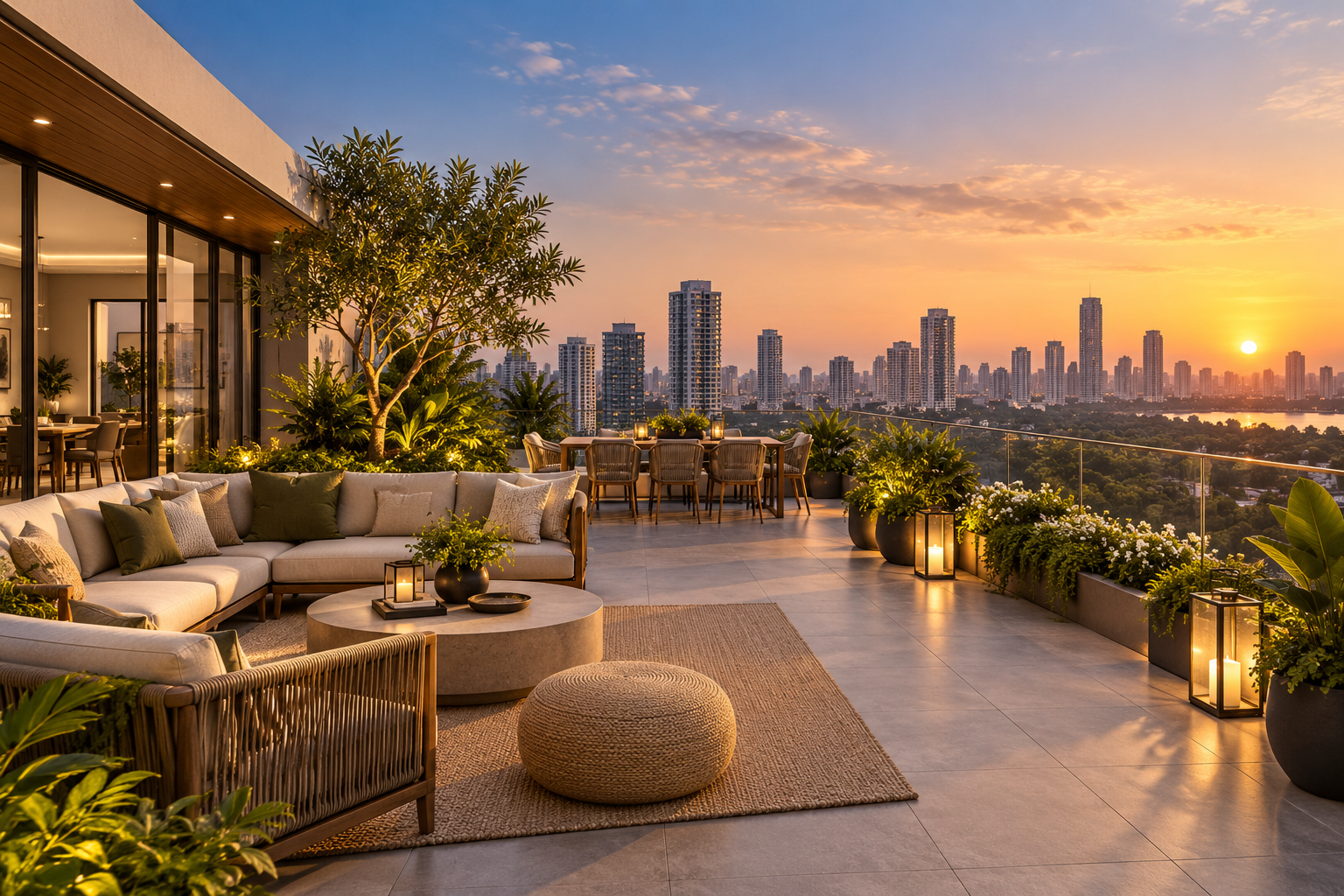 Concept image of a contemporary rooftop space